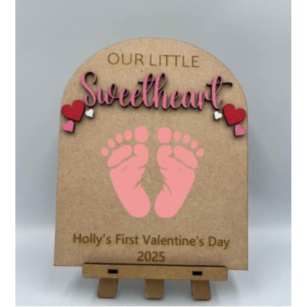 Baby’s First Valentines Wooden Keepsake with Stand