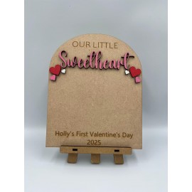 Baby’s First Valentines Wooden Keepsake with Stand