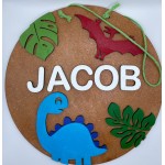Personalised Dino Painted Wooden Door Plaque