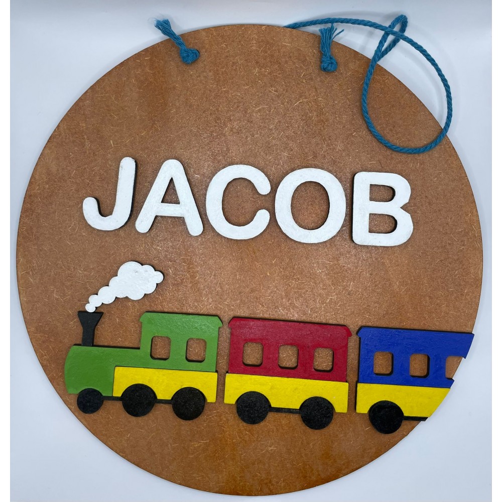 Personalised Wooden Painted Train Door Plaque
